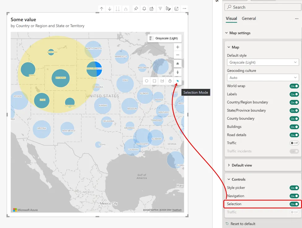 Azure Maps bật sẵn công cụ chọn vùng với toolbar chọn nhiều vị trí