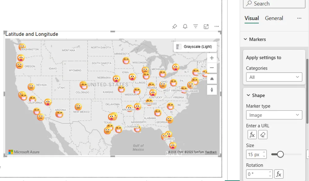 Markers trong Azure Maps — icon tuỳ biến theo danh mục và measure