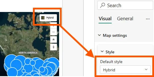 Azure map cập nhật style của Format pane khi người tạo chỉnh style trên visual