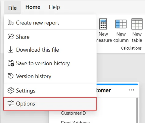 Điểm vào Model Options trong Model View
