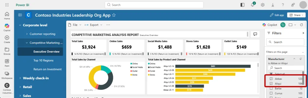 Filter áp lên báo cáo nay được giữ trong org apps