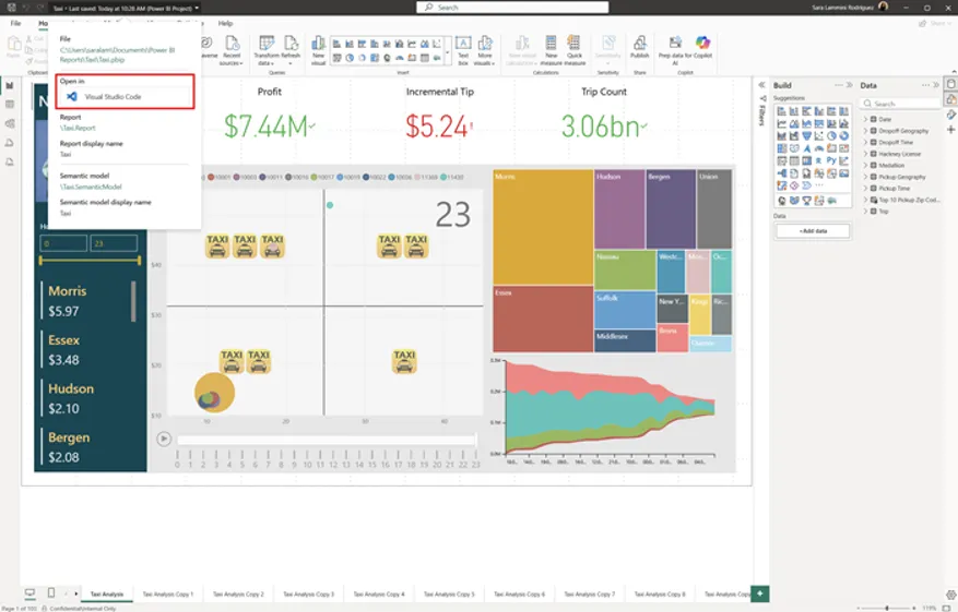 Điểm vào mở Visual Studio Code trong Power BI Desktop