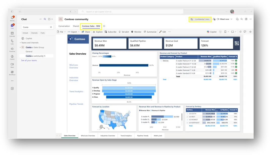 Thêm tab báo cáo Power BI vào một kênh riêng tư trong Teams