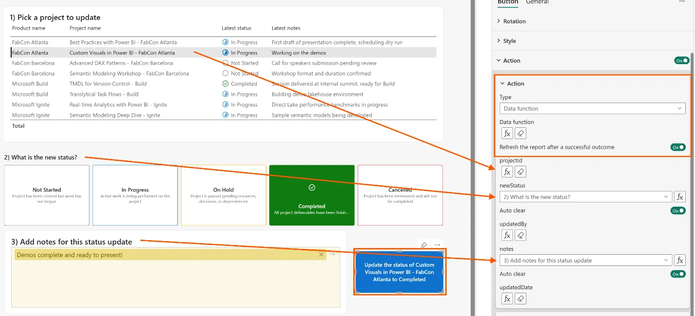 Trải nghiệm authoring translytical task flow trong Power BI