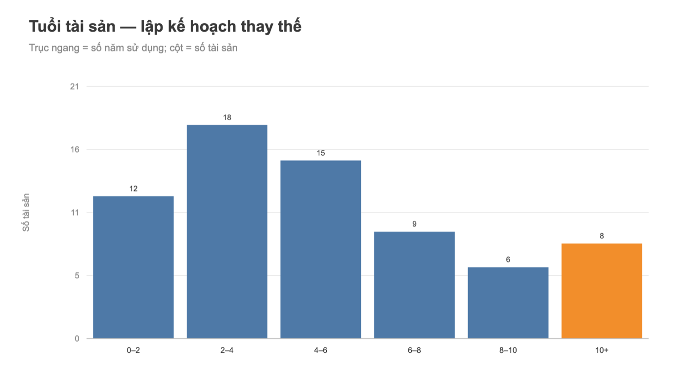 Histogram Tableau phân bố tuổi tài sản